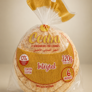 Pão Sírio INTEGRAL, 320g (pacote com 6 unidades)