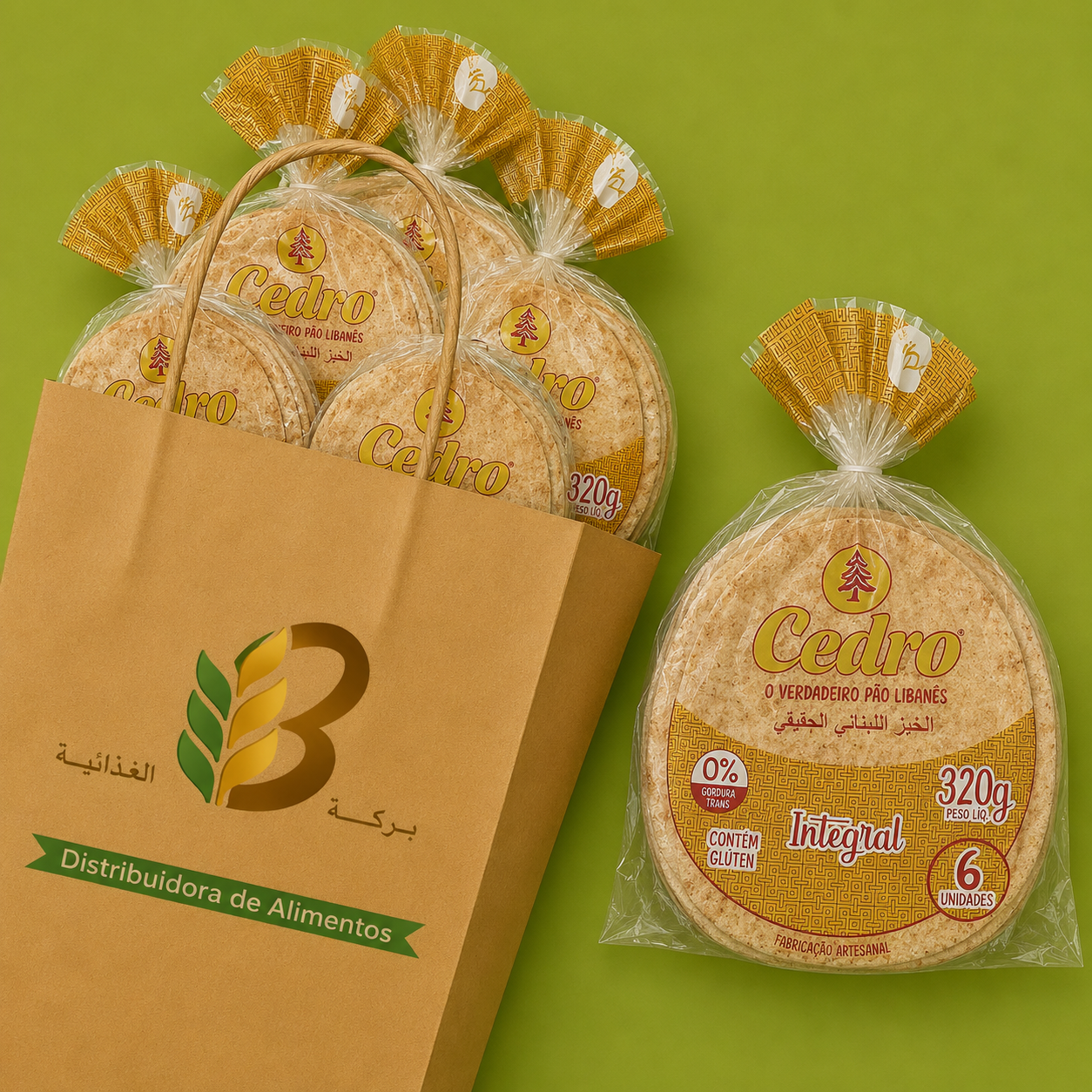 CAIXA 15 Unid. Pão Sírio integral (com 6 unidades -320g)